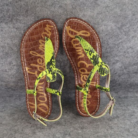 Sam Edelman Shoe Women 5.5 Sandal Fashion Snake Print Neon Gigi Flat Ankle Strap - Picture 7 of 12